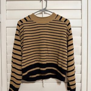 Elegant Striped Tan and Black Sweater